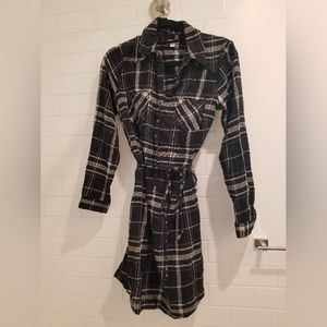 Black plaid tunic dress